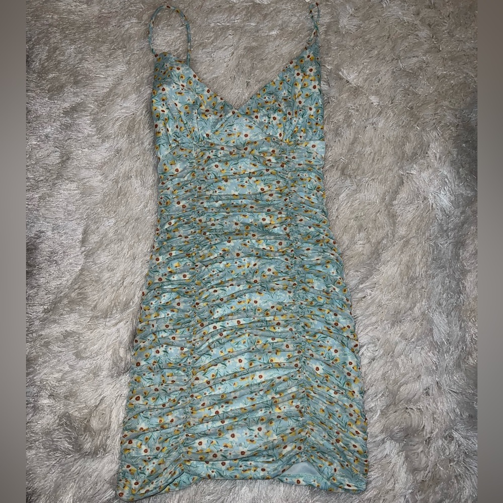 Size: Medium color: teal with floral print brand: OOTD FASH